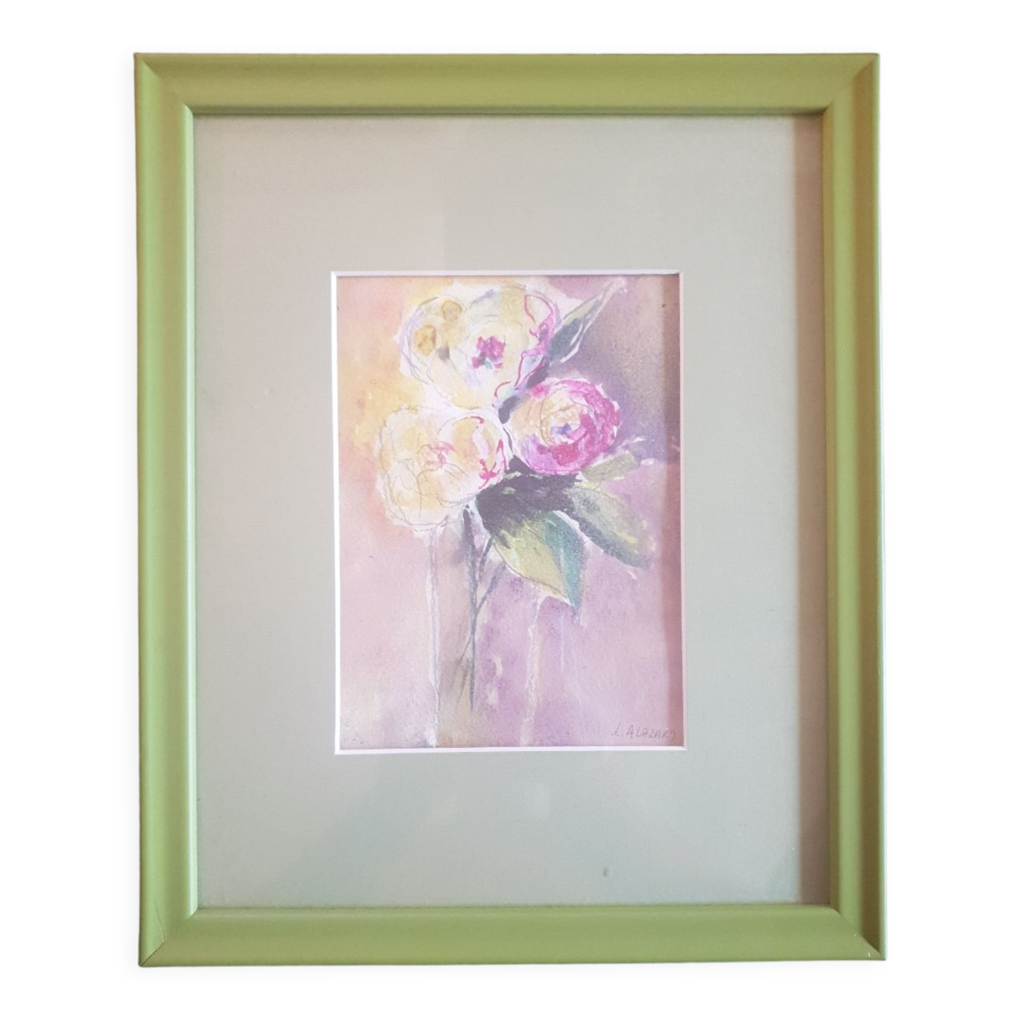 Watercolor on paper framed