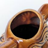 Pitcher - duck-shaped vase in shiny Sarreguemines enamel slip.