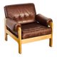 Vintage Scandinavian leather and teak armchair 1960