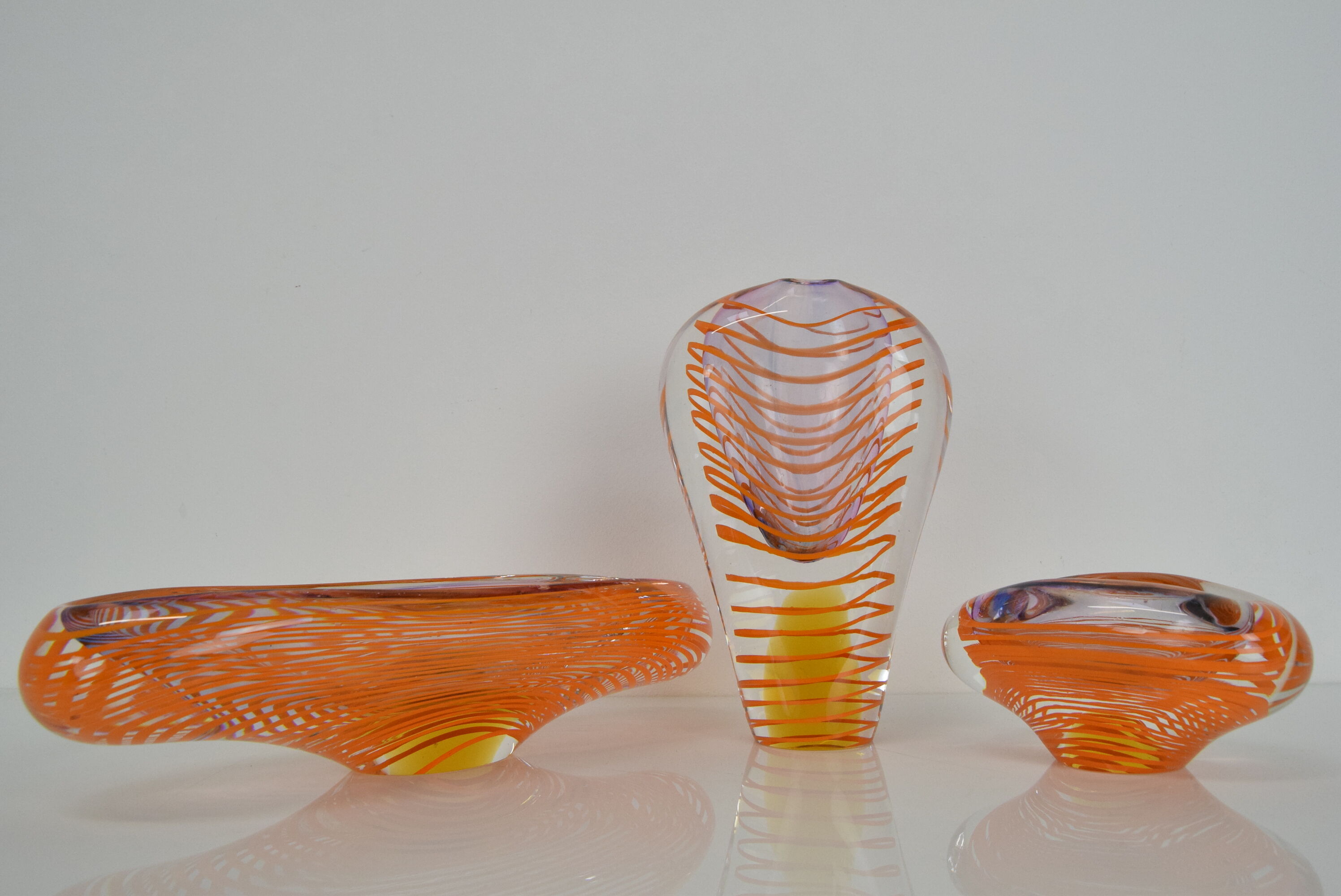 Set of Art Glass by Ivo Rozsypal,Czechoslovakia,1970's.