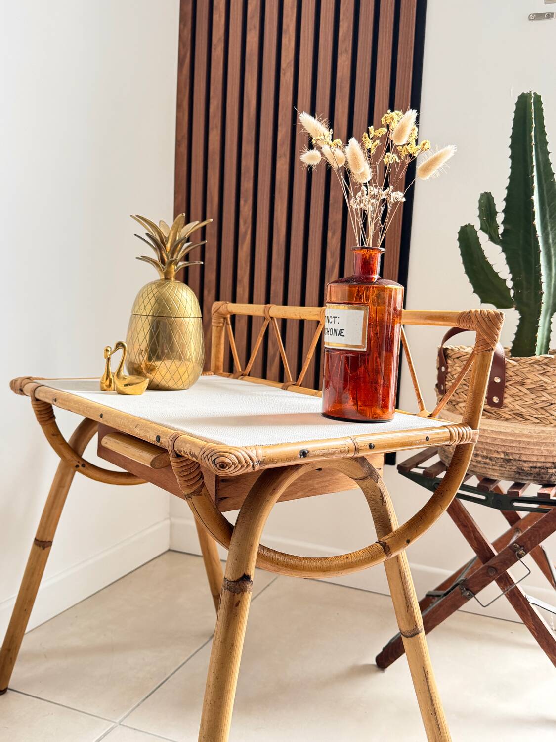Vintage rattan side table
