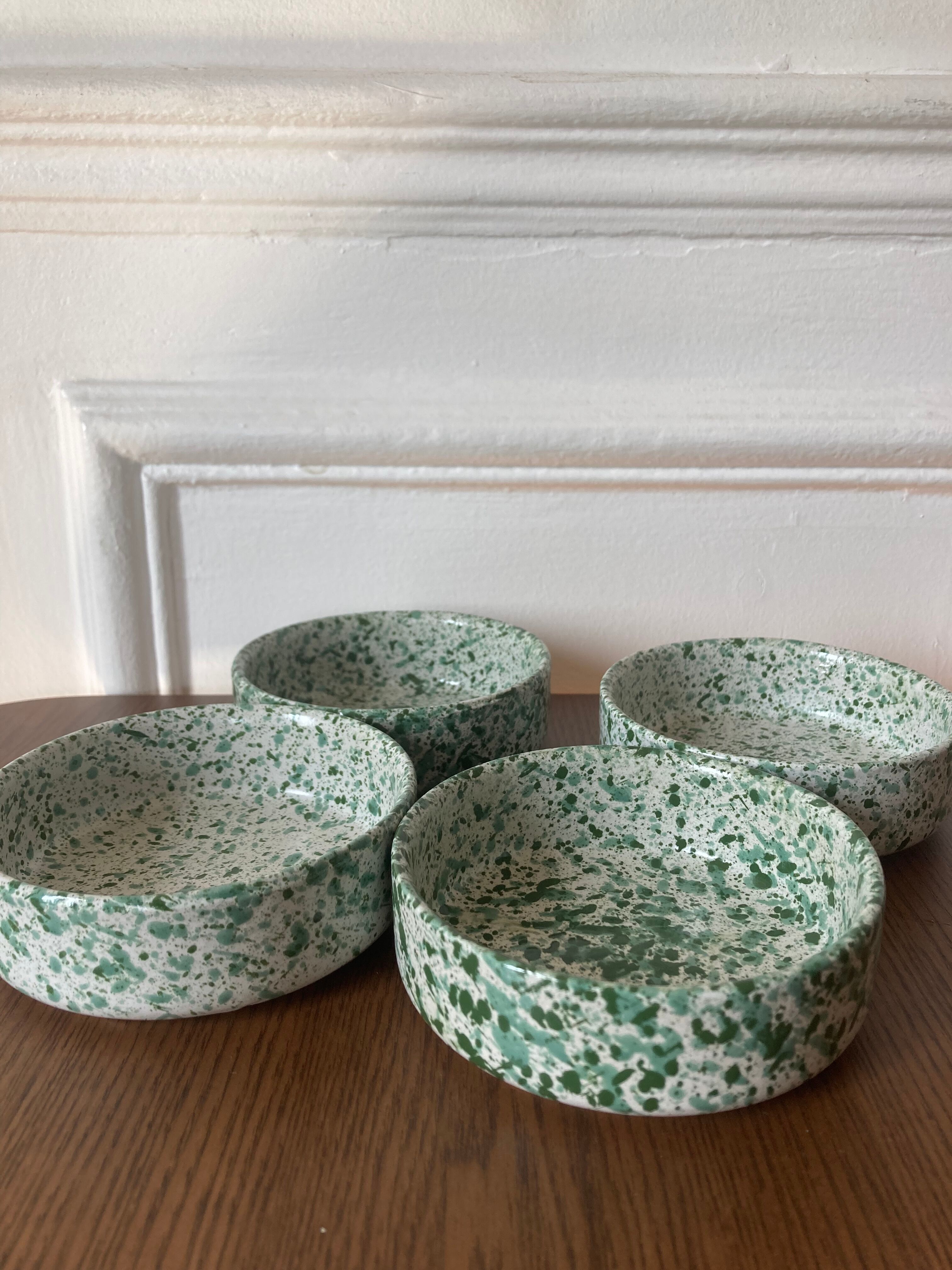4 speckled ceramic ramekins