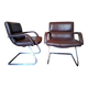 Deux fauteuils cuir et chrome 1970