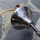 Hanging space age stainless steel