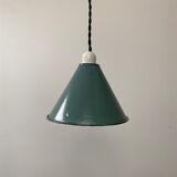 OLD INDUSTRIAL SUSPENSION TOLE EMAILLEE BLUE-GRAY