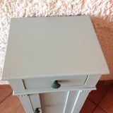 Bedside table in pine, restyled in lime green