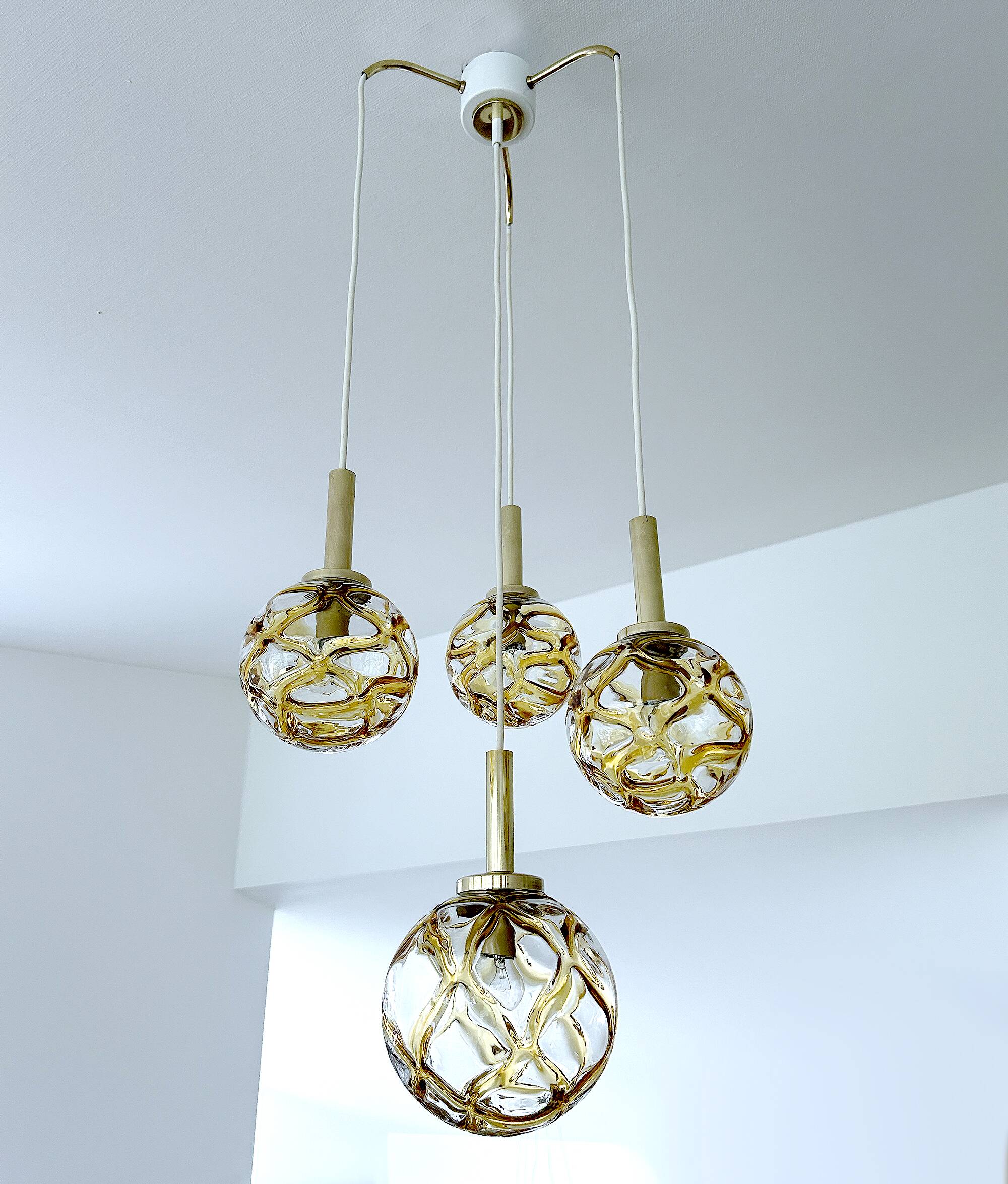 Large Mid Century  Bubble Glass Pendant Light