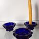 Old reims glass candlesticks cobalt blue
