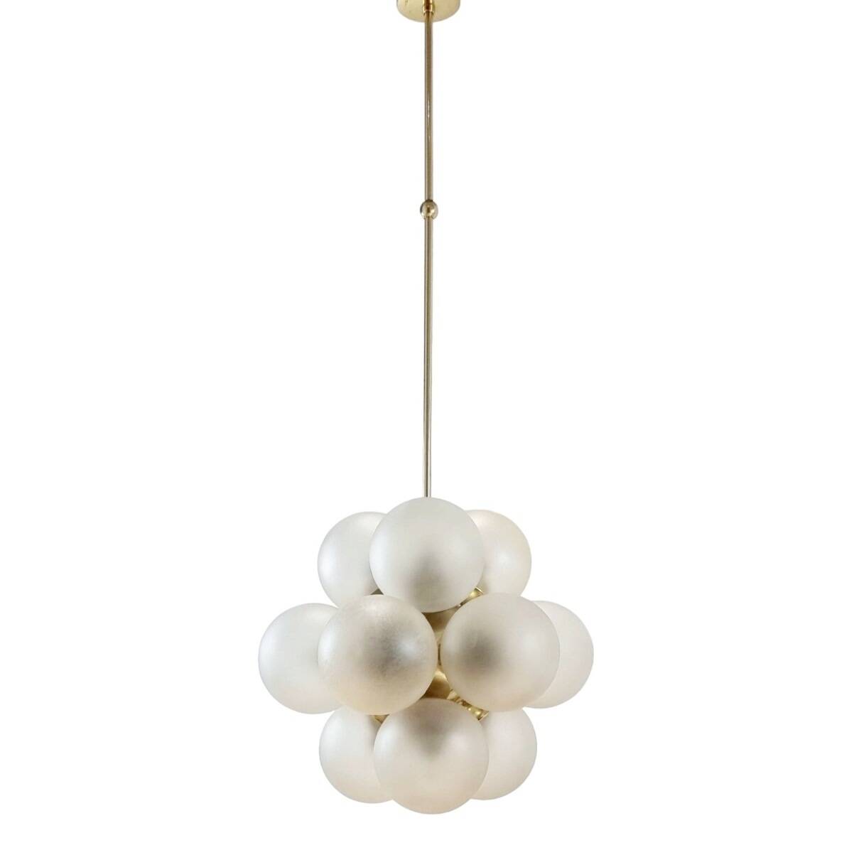 Space Age Sputnik Brass & Glass Globes Ceiling Light/Chandelier from Kaiser Leuchten, Germany, 1960s