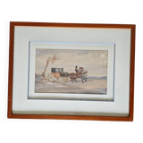 Johnny Audy (active 1840-1880) - Watercolor on paper - "The diligence" - Signed lower right