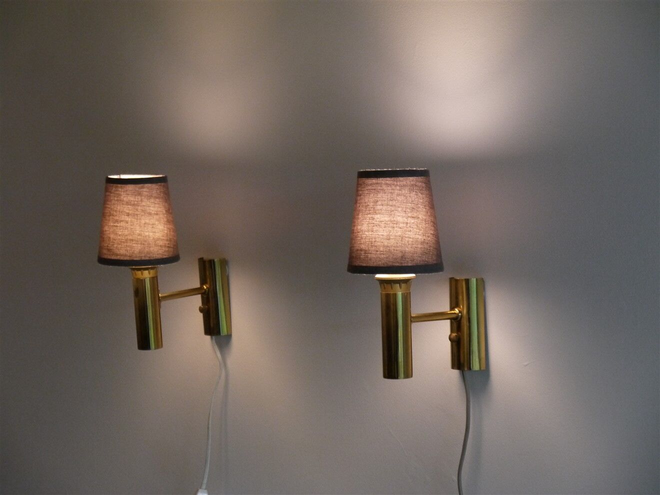 Pair of vintage brass wall lamps from Falkenberg, Sweden1970