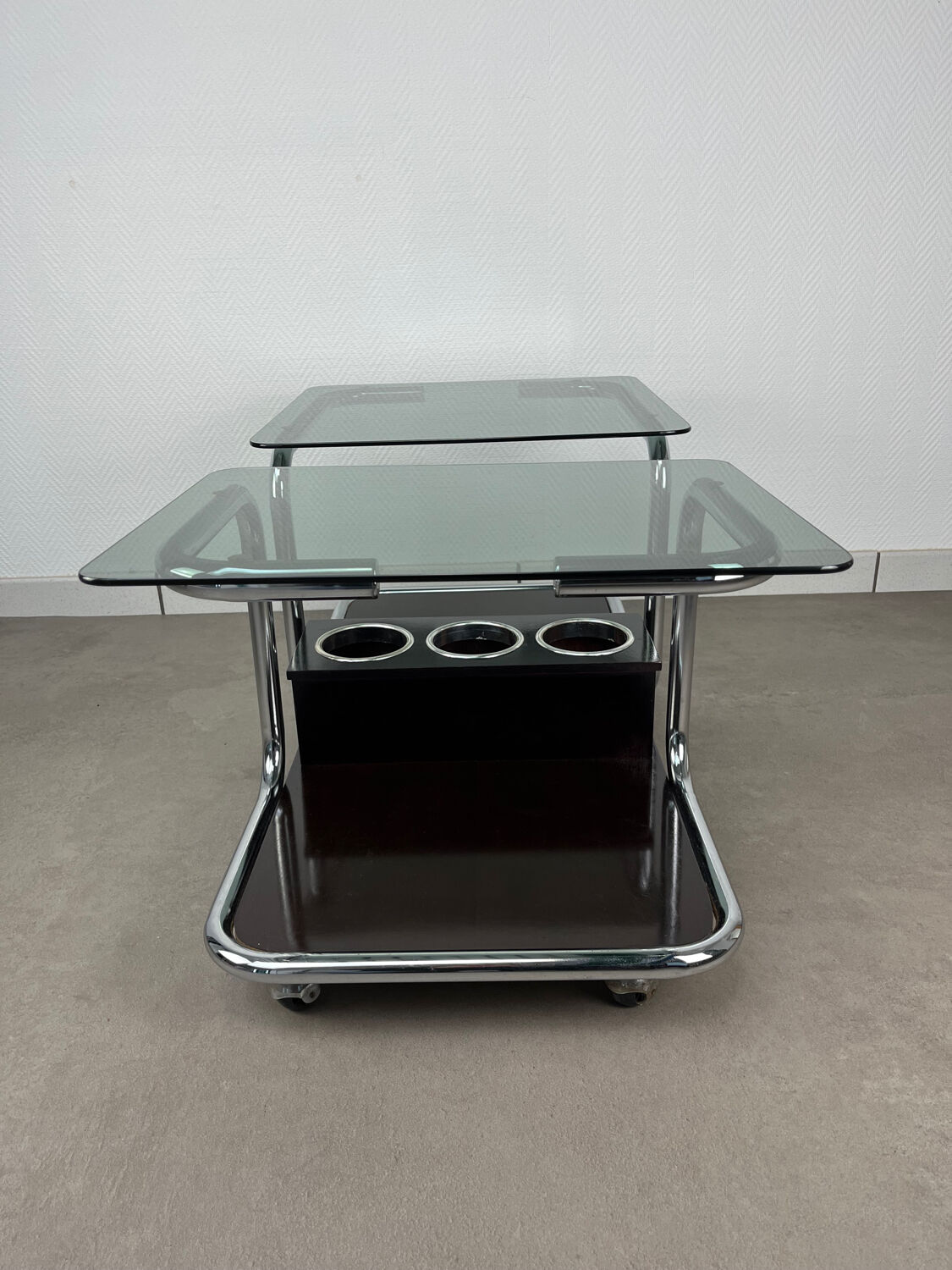 Chrome and smoked glass coffee table from the 70s.