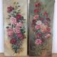 Suite of 2 old still lifes, painting on canvas, flowers