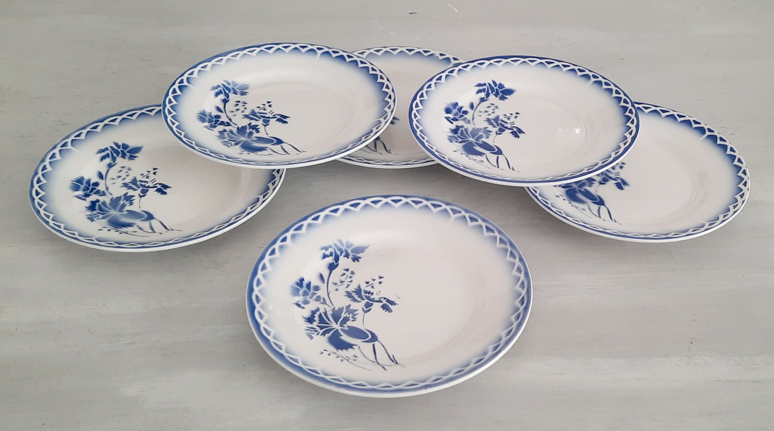 6 dessert or cheese plates in old earthenware Digoin Sarreguemines - Model Annick - Vintage