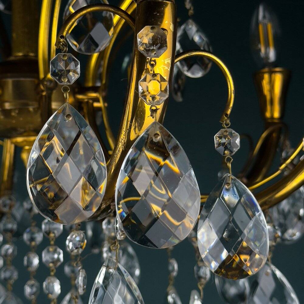 Vintage crystal chandelier, Italy, 1950s