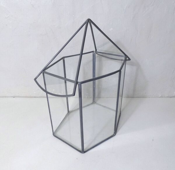 Verrière terrarium mini serre à cactus en verre et métal
