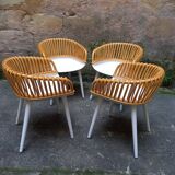 4 chaises, petits fauteuils, Cyborg club de Magis, désigner Marcel Wanders, polycarbonate et osier