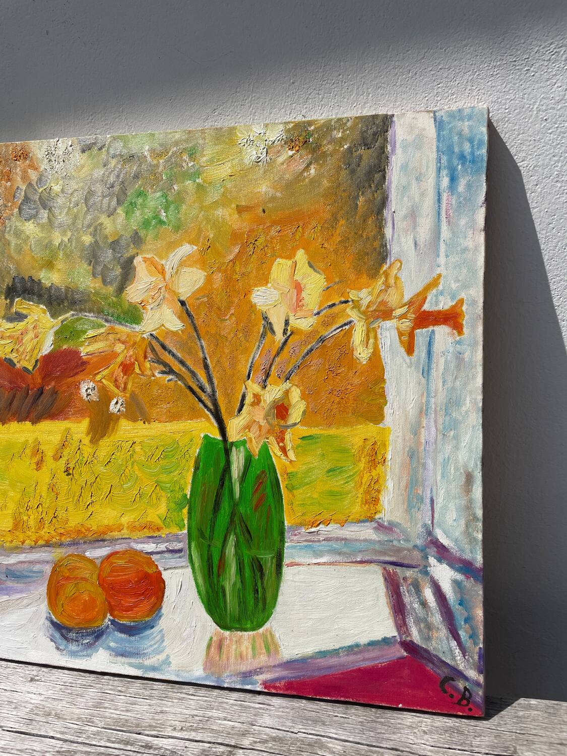 Still life painting with bouquet oil on canvas
