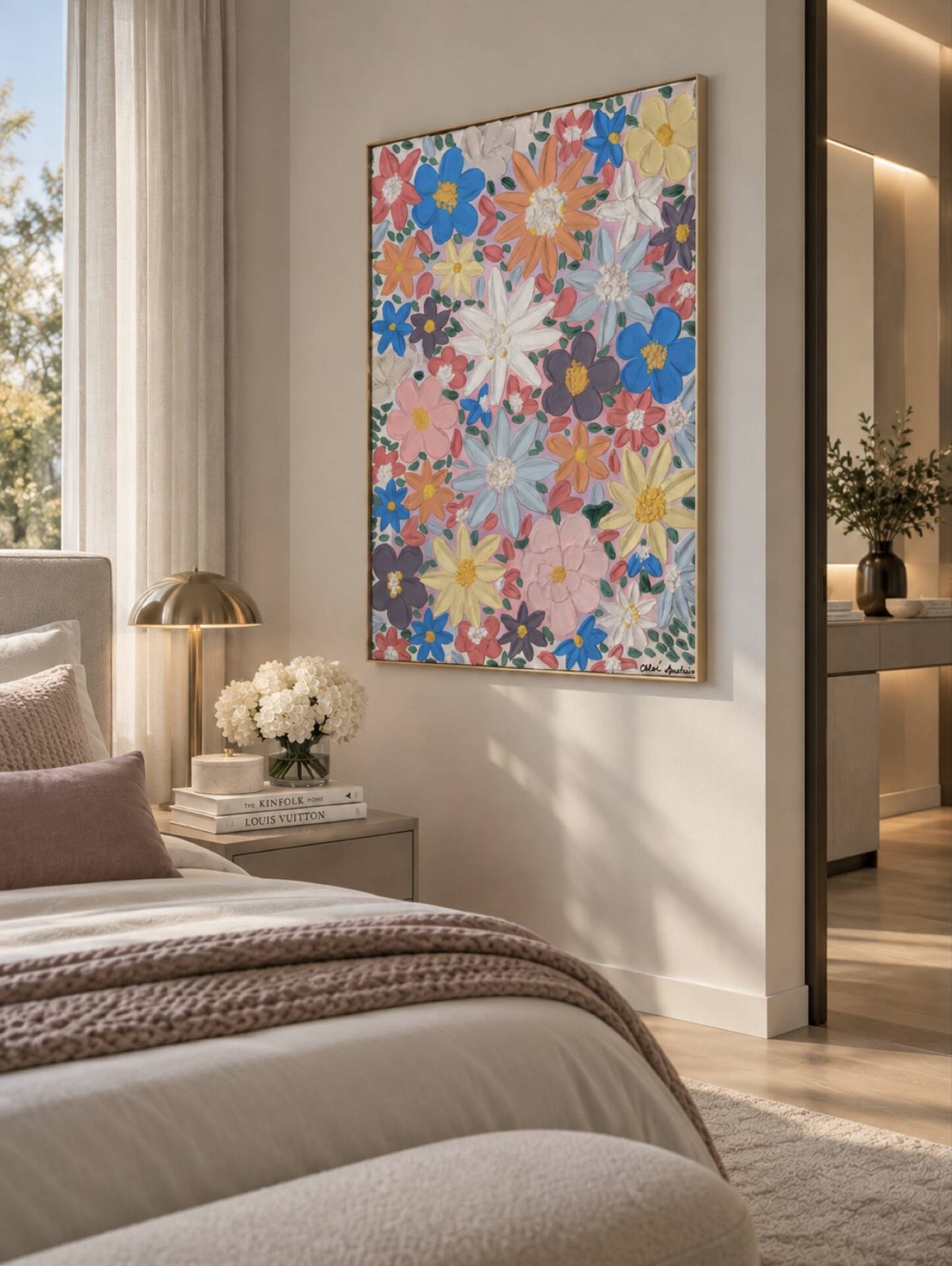 Spring bloom Textured Tableau 60x80cm handmade signed with frame