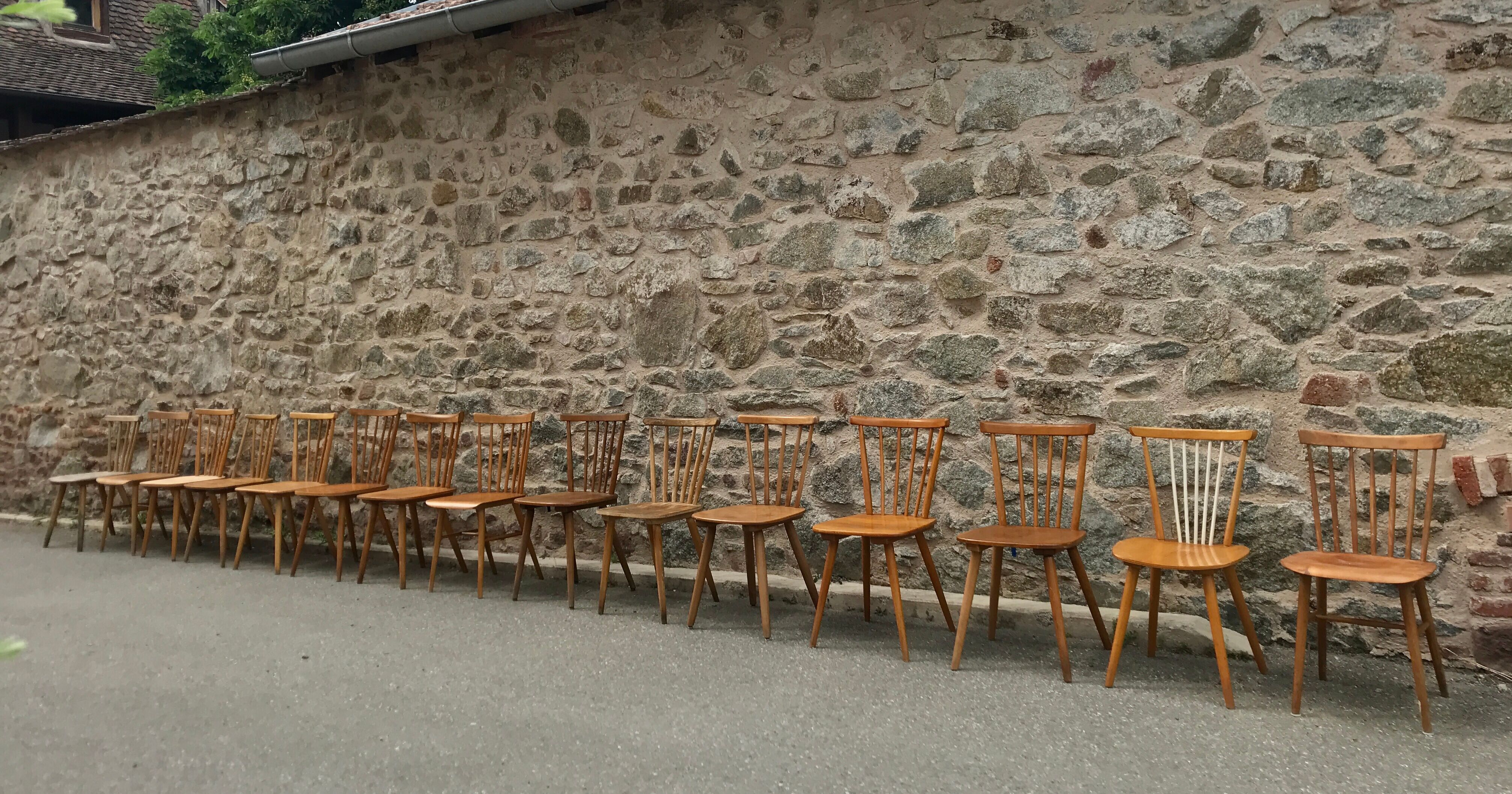 Series of 15 scandinavian bistro chairs