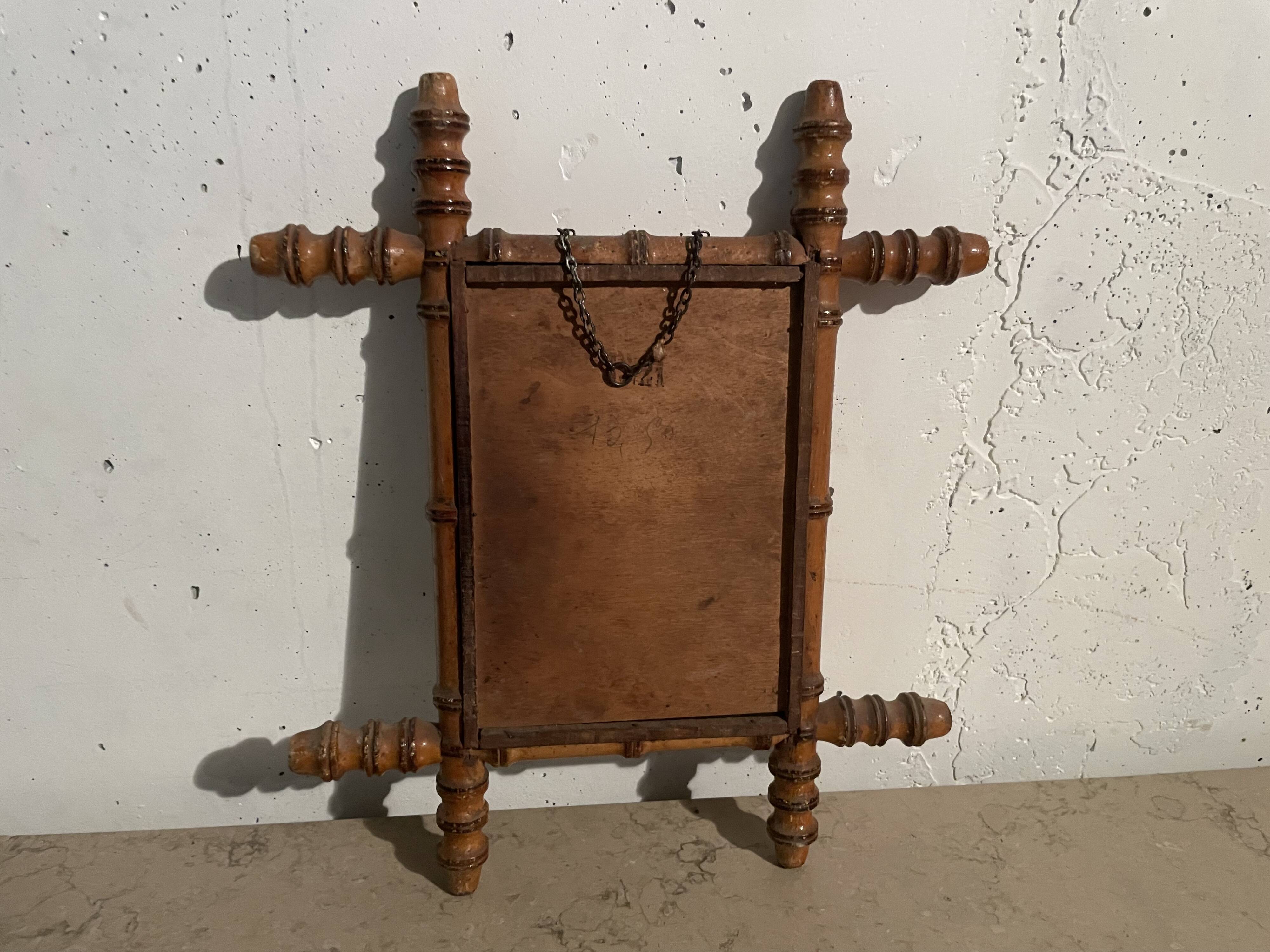 Miroir faux bambou années 40