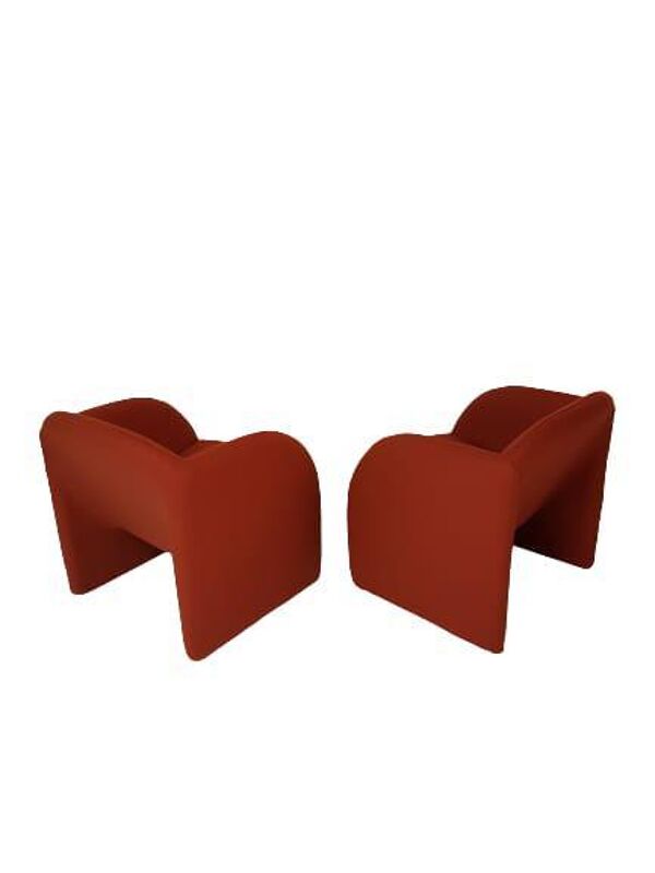 Ensemble de 2 fauteuils Artifort Ben en tissu rouge brique Ploeg