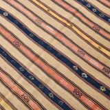 5x8 Cream & Navy Blue Striped Pattern Kilim Rug, 152x234Cm