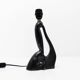 Anthropomorphic sculptural lamp base in black ceramic, Gil Agnoloni, I