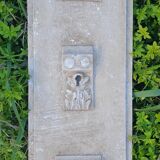 Polychrome carved wood panel, wall element