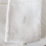 8 antique fabric napkins with anagram in cotton damask