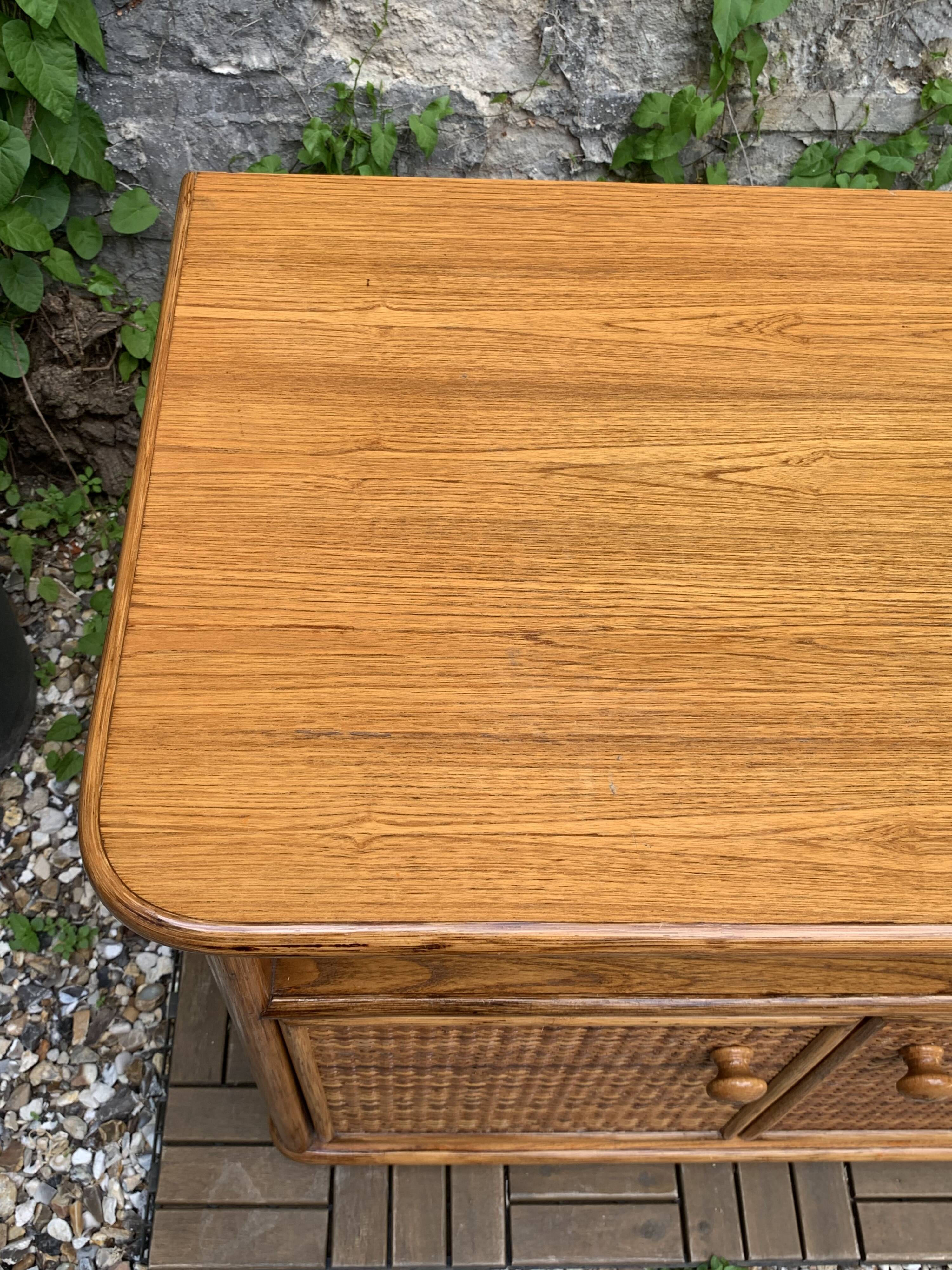 Oak rattan and woven wicker furniture 1980