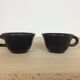 2 cup Keraluc Quimper set in green and yellow ceramic