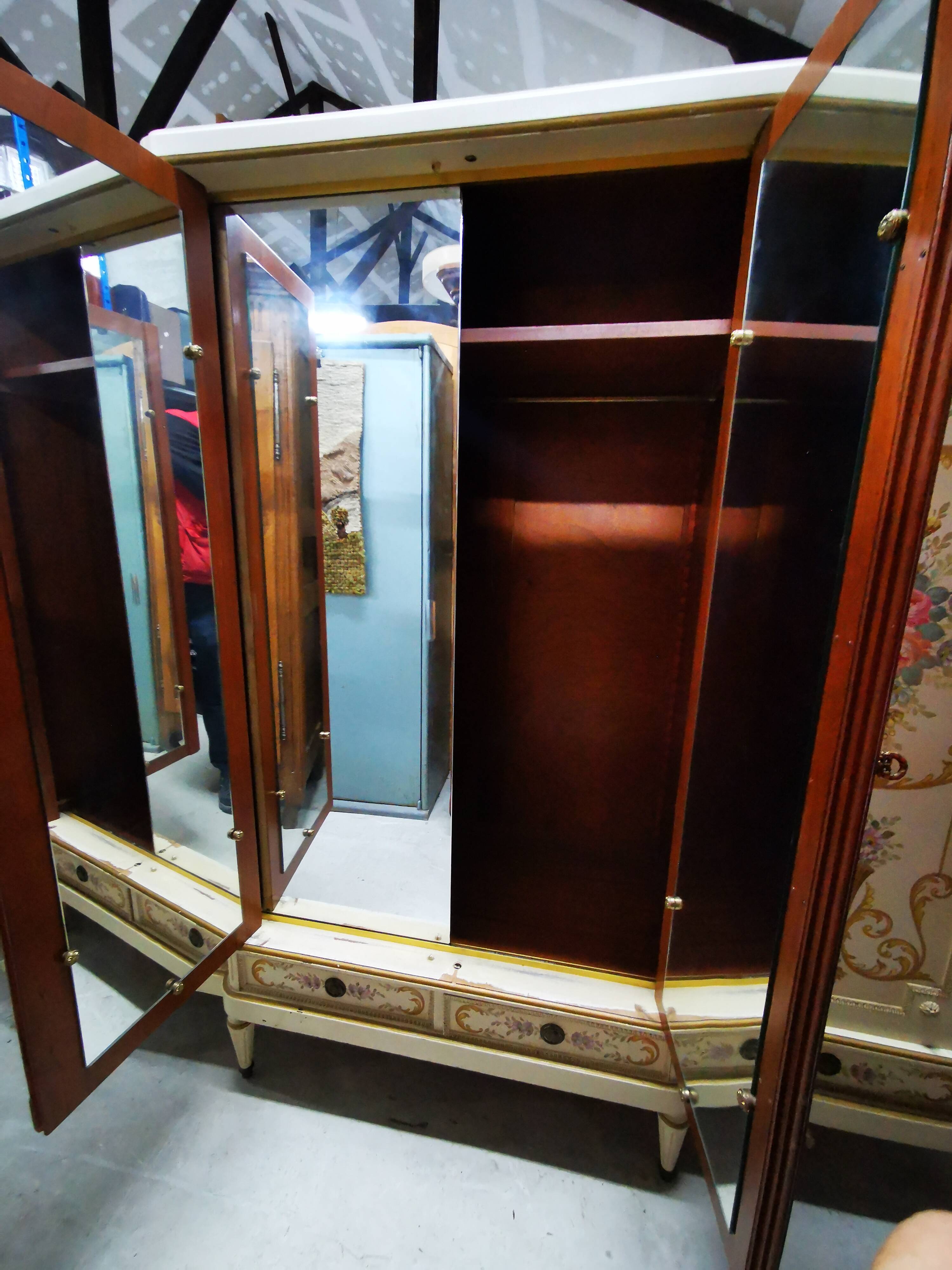 Romantic Louis XV style four-door wardrobe