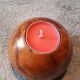 Scandinavian candle holder in elm magnifying glass