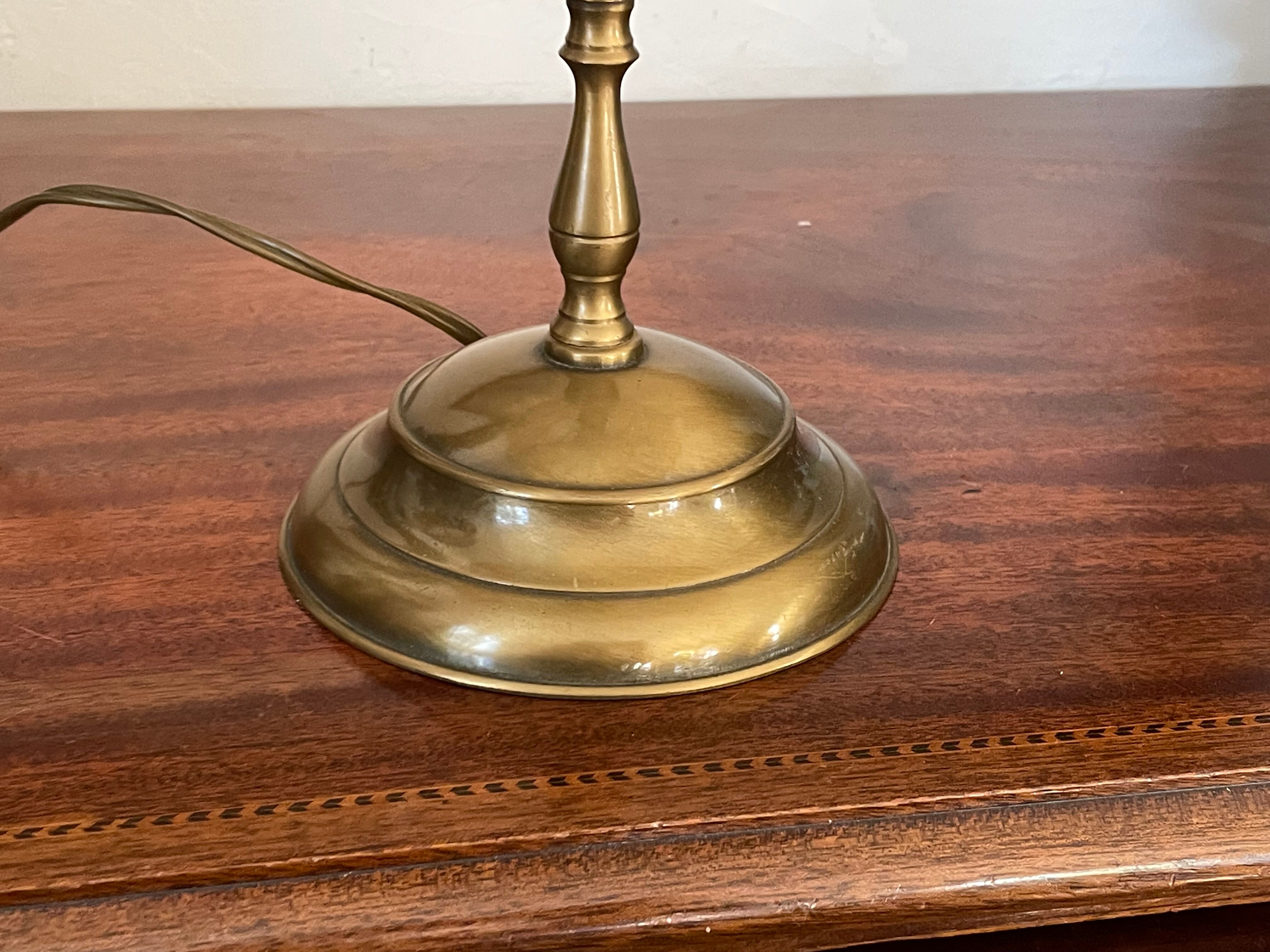 Pair of brass and mother-of-pearl lamps