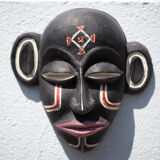 African ceramic mask Chokwe mwana pwo, pottery, wall decoration, signed mask, collection, 50's