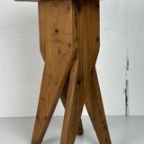 Midcentury brutalist artisanal rustic handcrafted stool, France 1960s