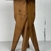 Midcentury brutalist artisanal rustic handcrafted stool, France 1960s