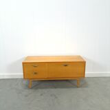 TV cabinet veneer vintage with drawers and brass