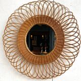 Miroir vintage en rotin