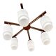 Scandinavian six-arm chandelier made of teak wood, Denmark, 1970s.