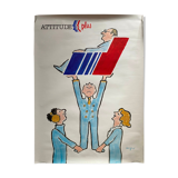 Original poster "Air France Attitude Plus" Raymond Savignac 59x80cm 1986