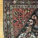 Antique handmade Hamadan Persian rug, ivory medallion on dark background 148x103.