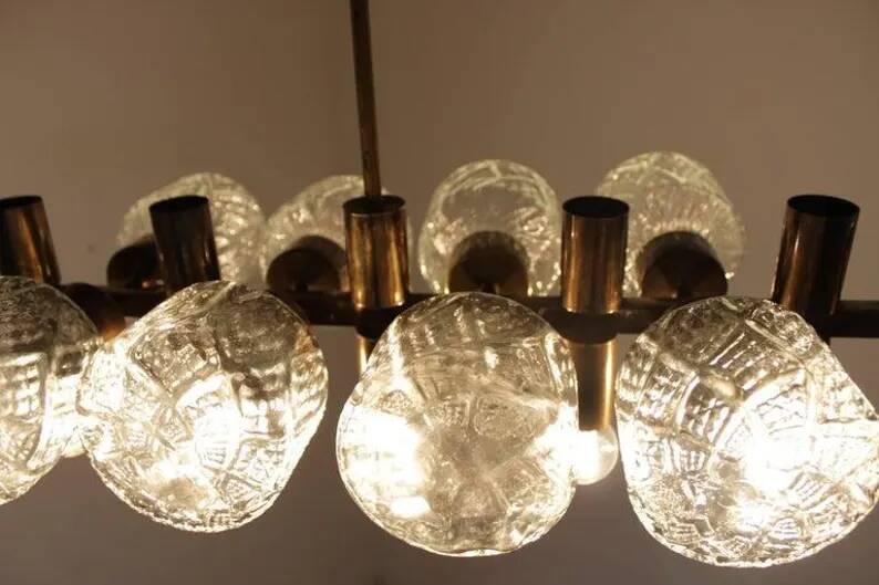 Unique Design Glass Chandelier, Czechoslovakia, 1970s