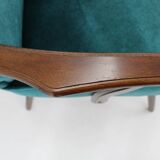 1970s Pair of Refurbished Beech Armchairs in Velvet, Czechoslovakia