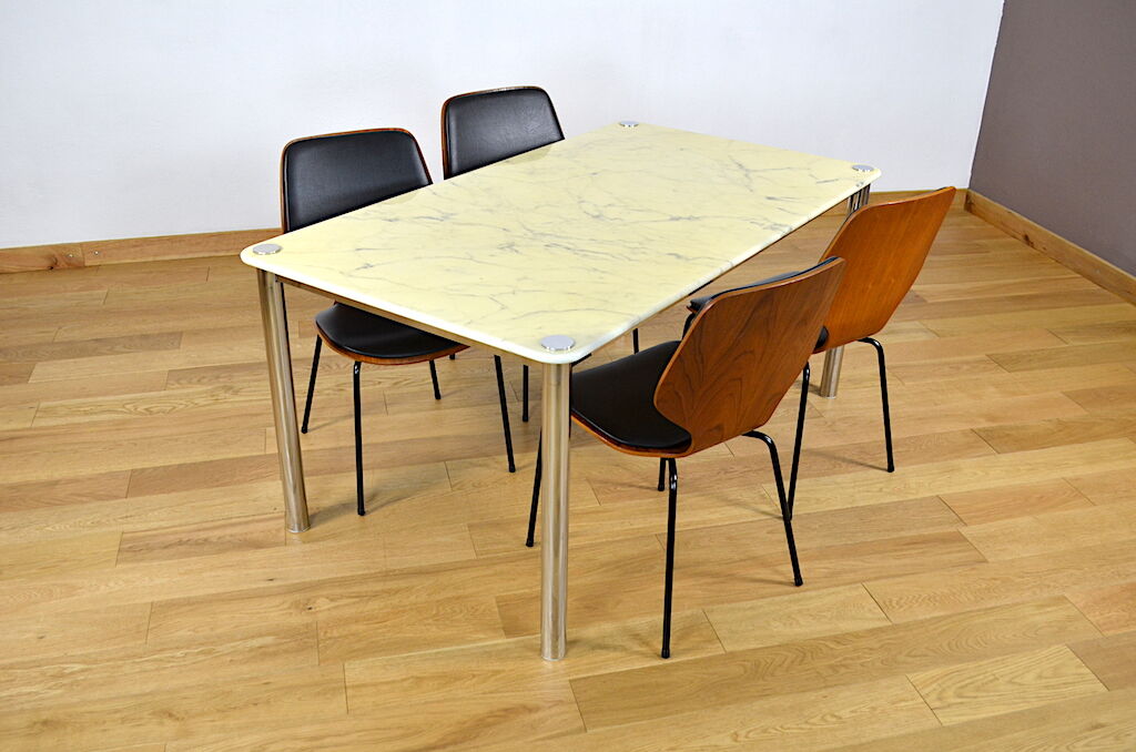 Italian vintage design table - marble and chrome 1970