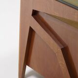 Mid-century Gio Ponti desk / Italian desk with a wooden and glass top