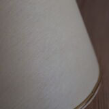 Vintage table lamp in turned wood and fabric lampshade