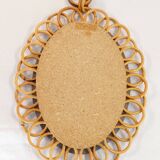 Old vintage oval rattan mirror