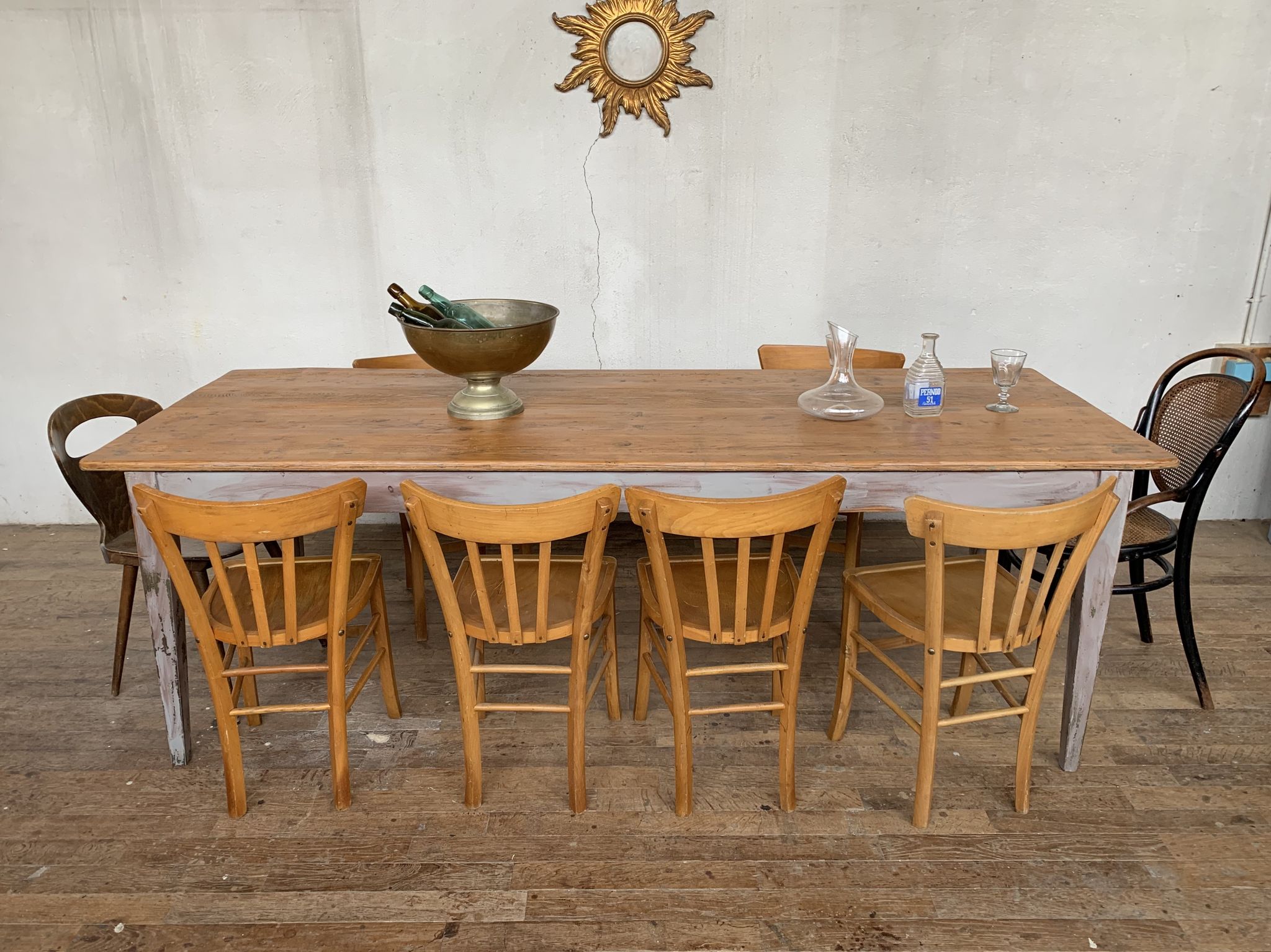 Table de ferme fin XIXème en chêne et sapin